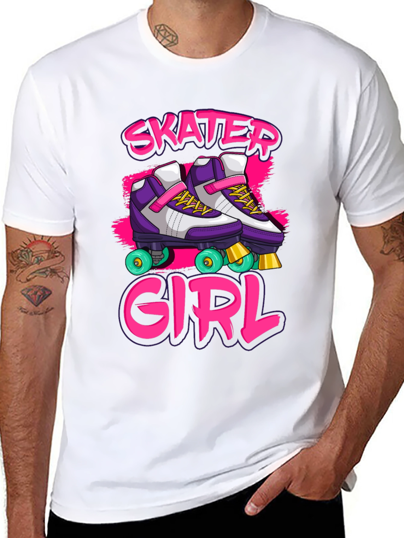 Skater Girl Graphic Tee - Retro Roller Skate Design