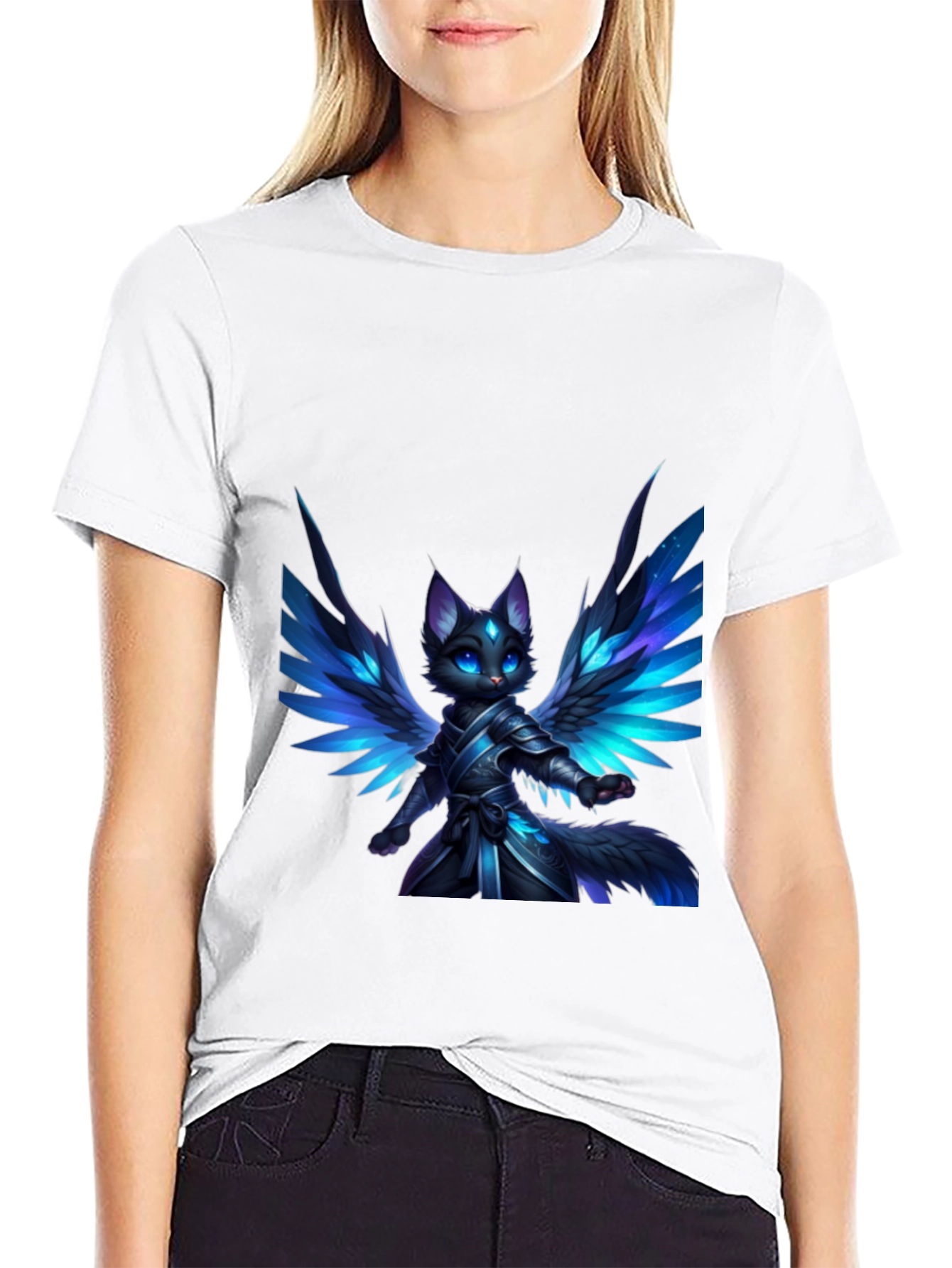 Winged Feline Warrior Graphic Tee