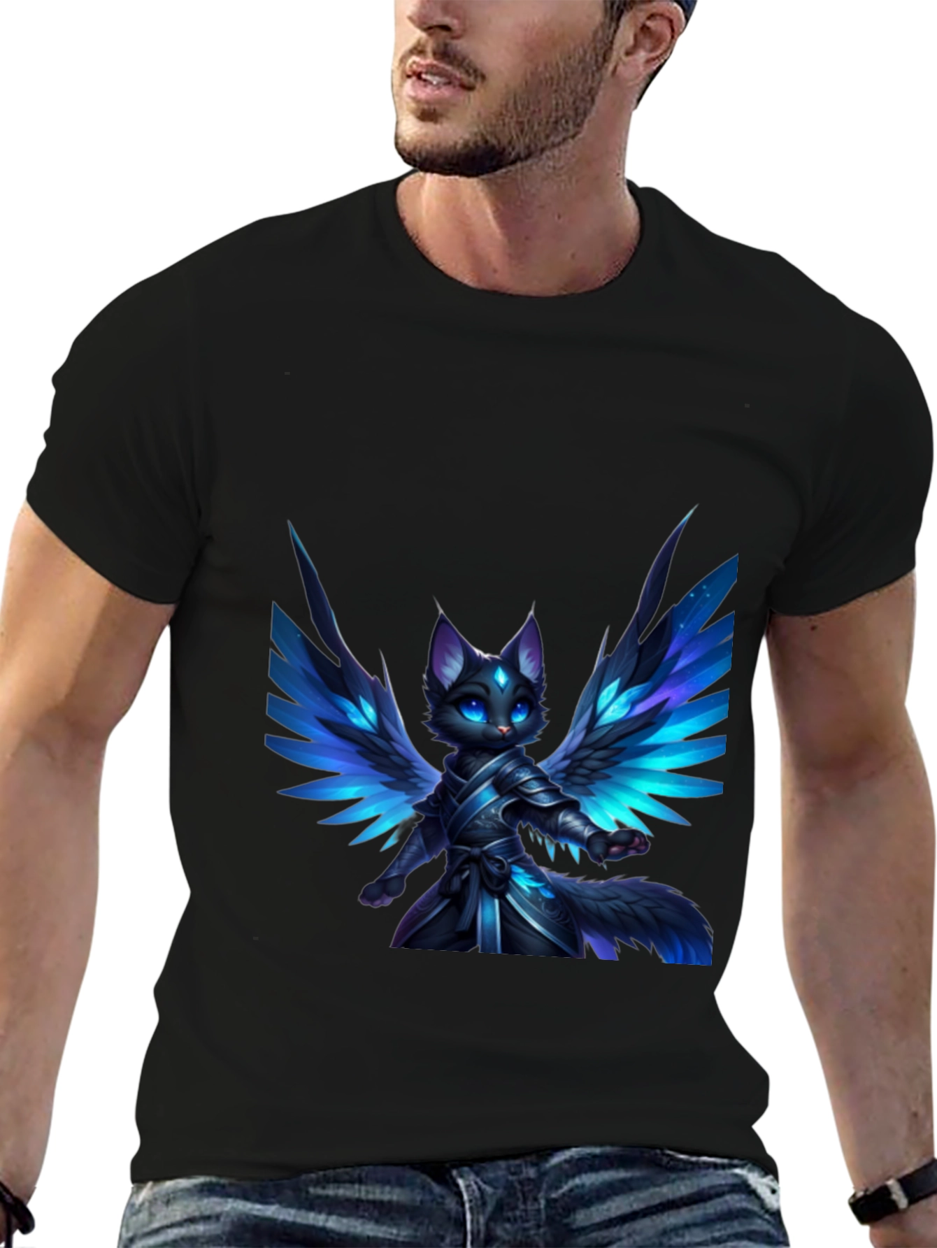 Winged Feline Warrior Graphic Tee