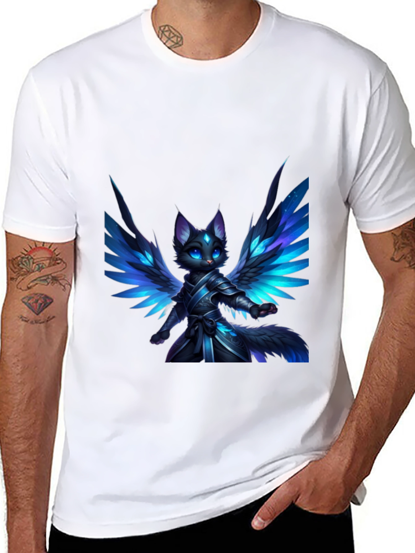 Winged Feline Warrior Graphic Tee