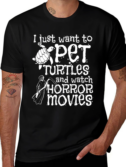 Pet Turtles & Horror Movies Black T-Shirt