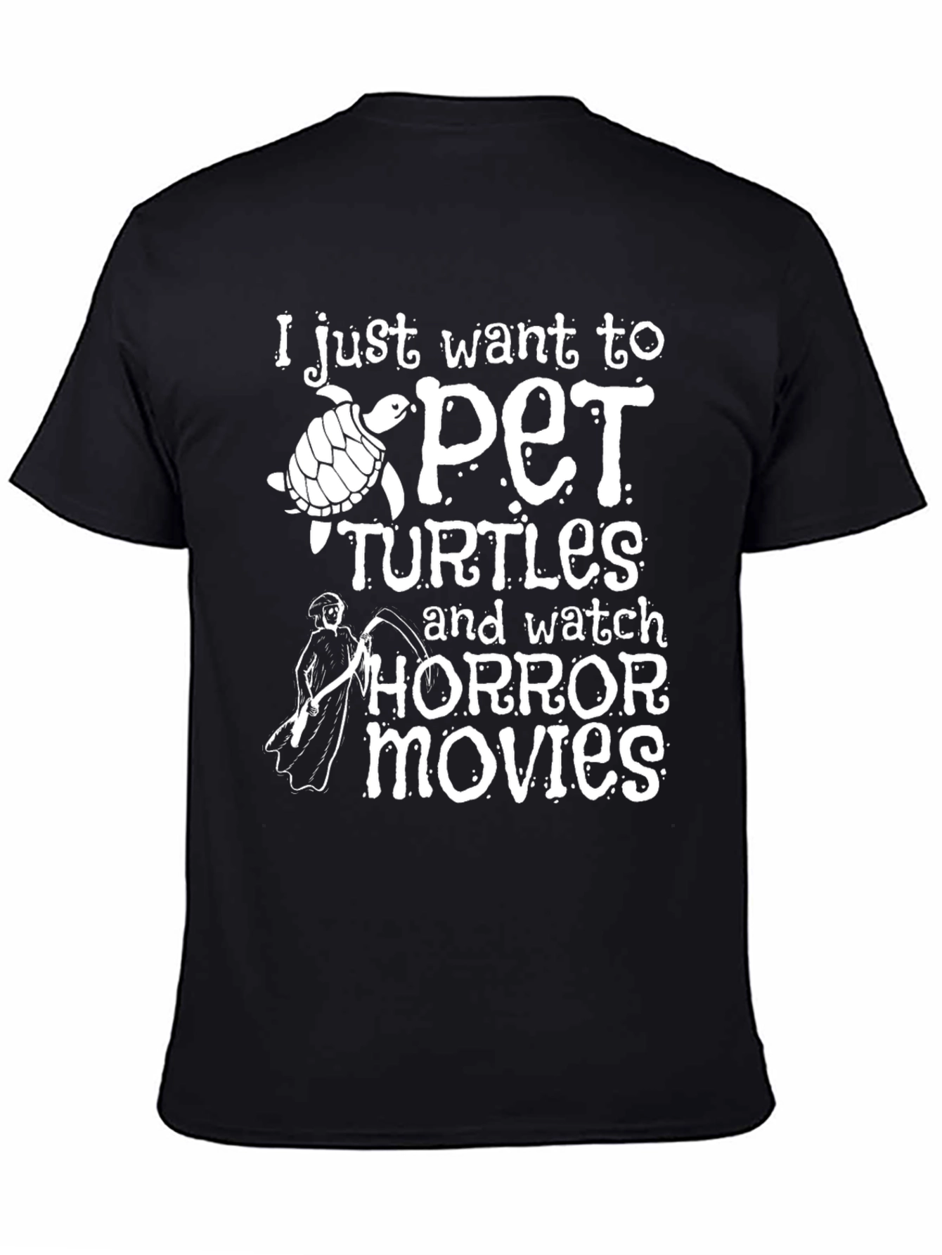 Pet Turtles & Horror Movies Black T-Shirt
