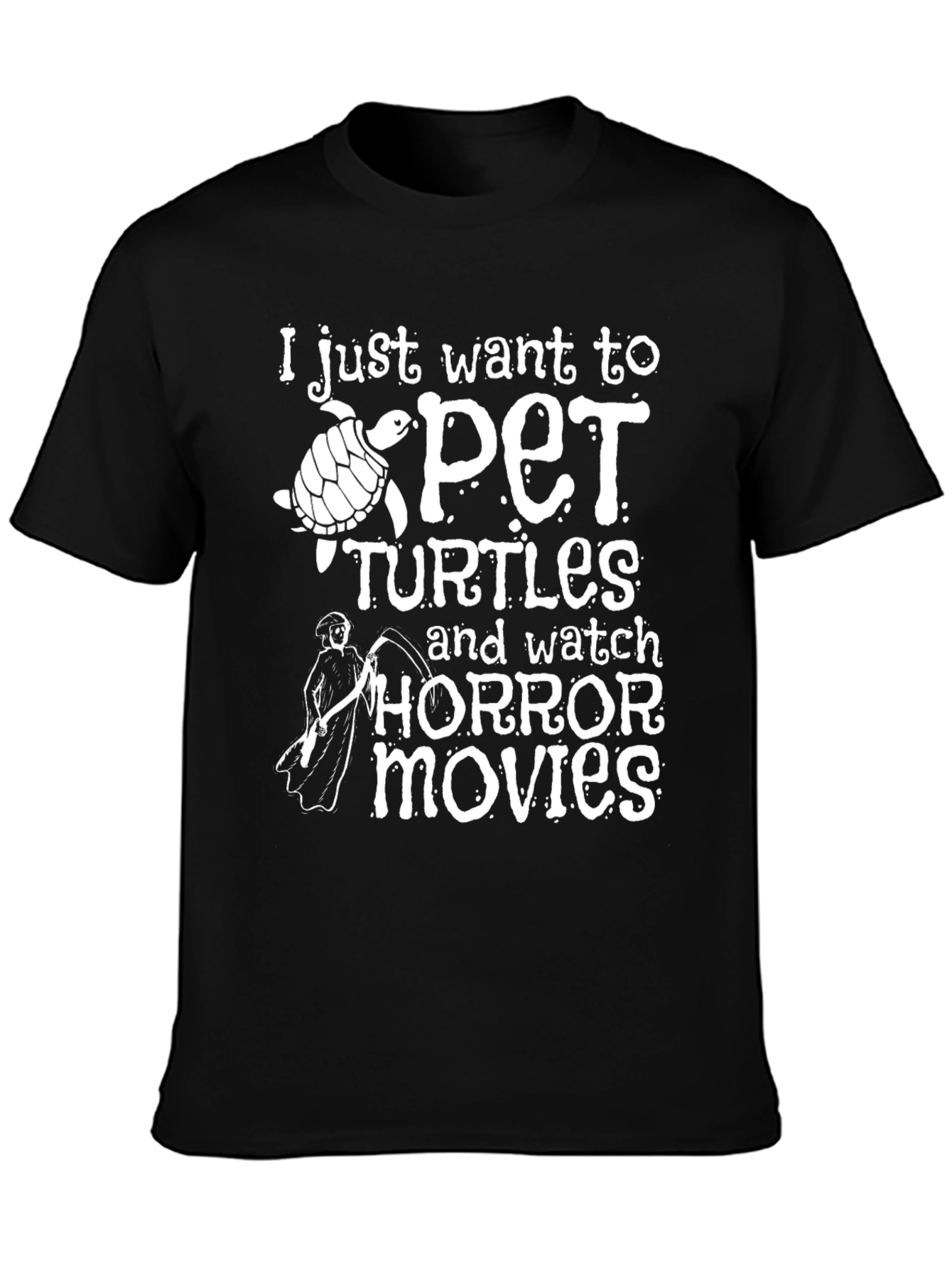 Pet Turtles & Horror Movies Black T-Shirt