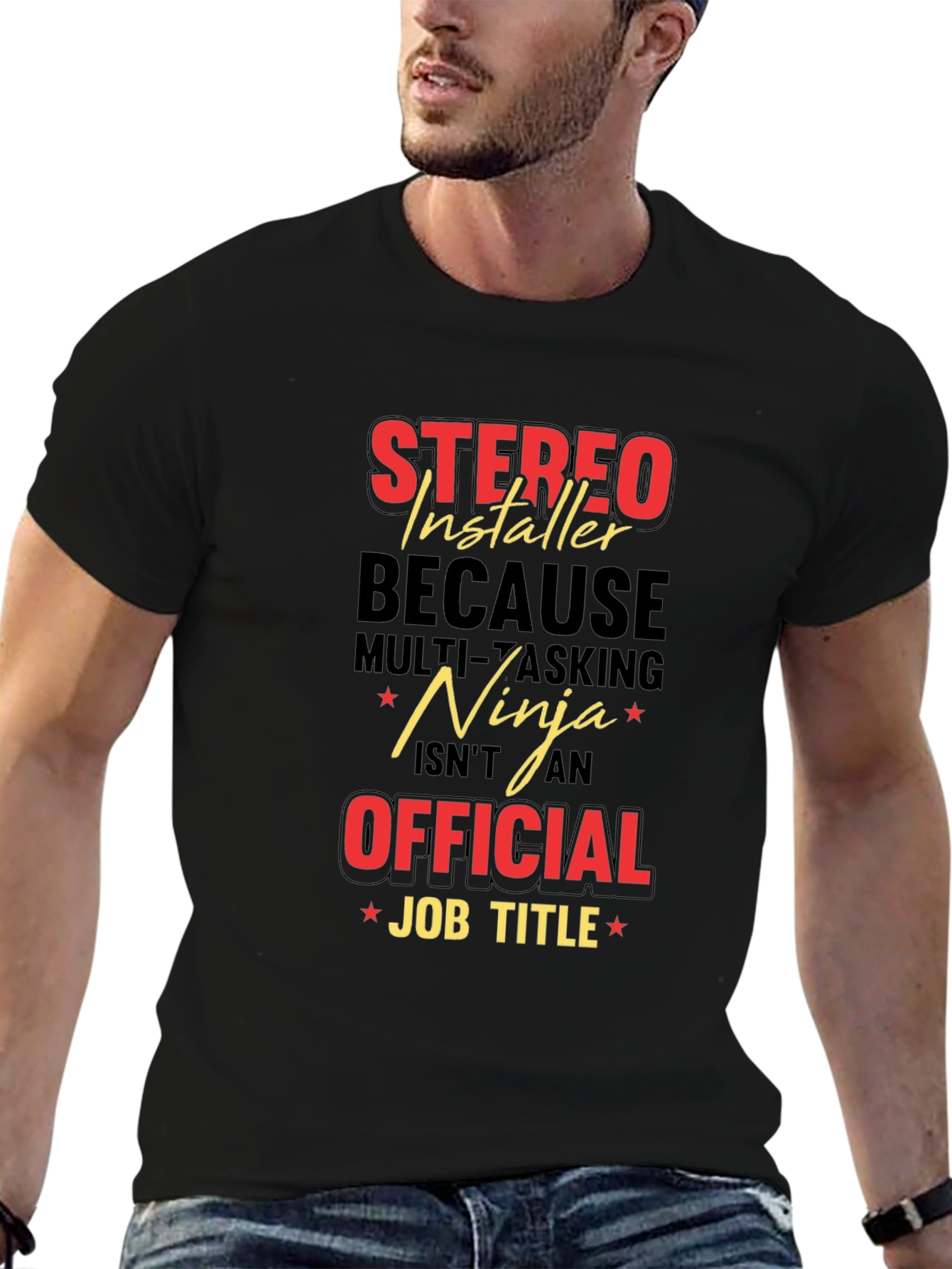 Stereo Installer Ninja Job Title Graphic T-Shirt