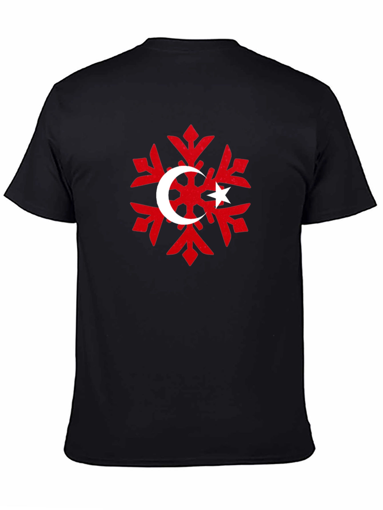 Turkish Flag Snowflake Black T-Shirt