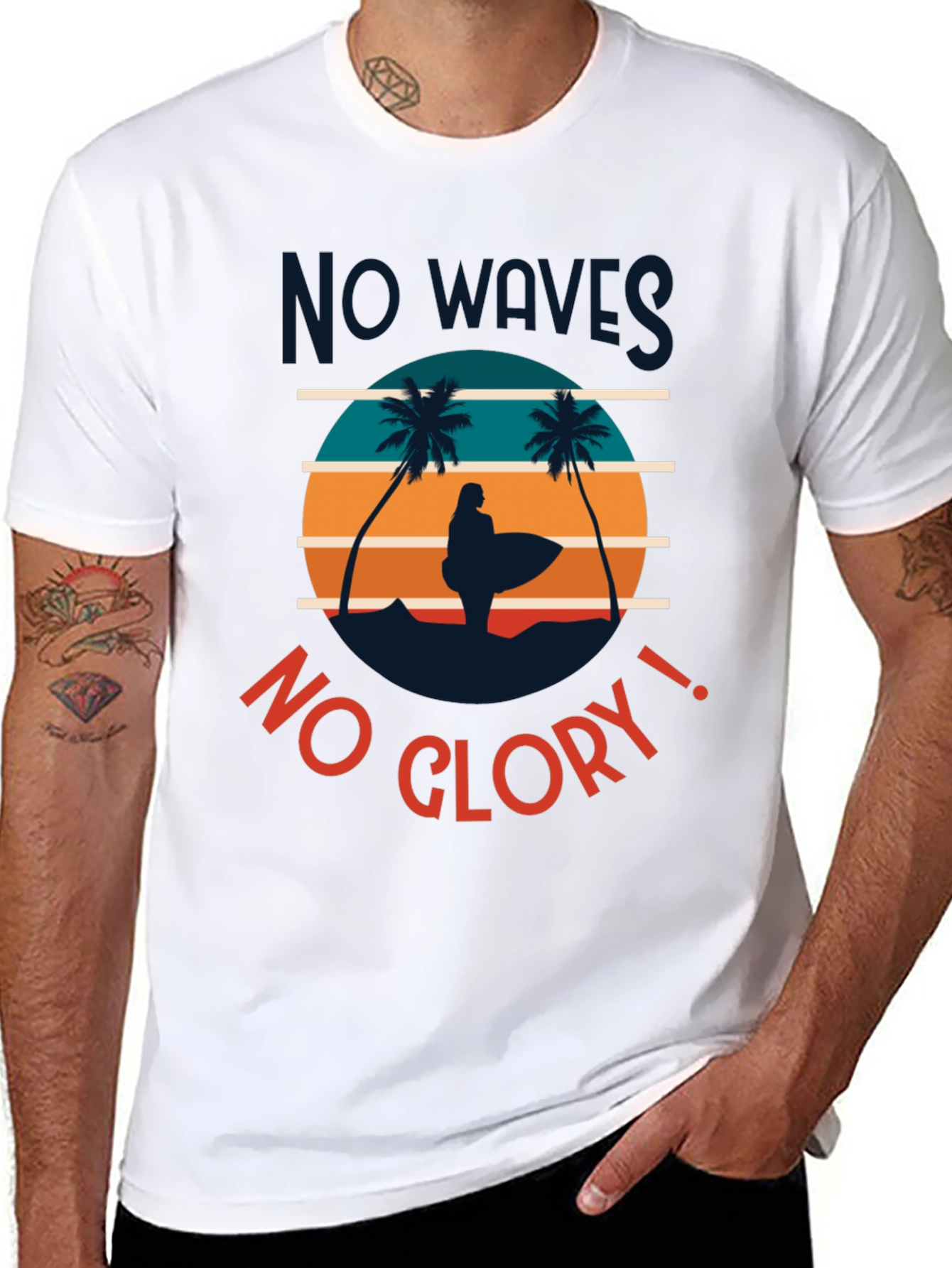 Retro Surf Tee - No Waves No Glory