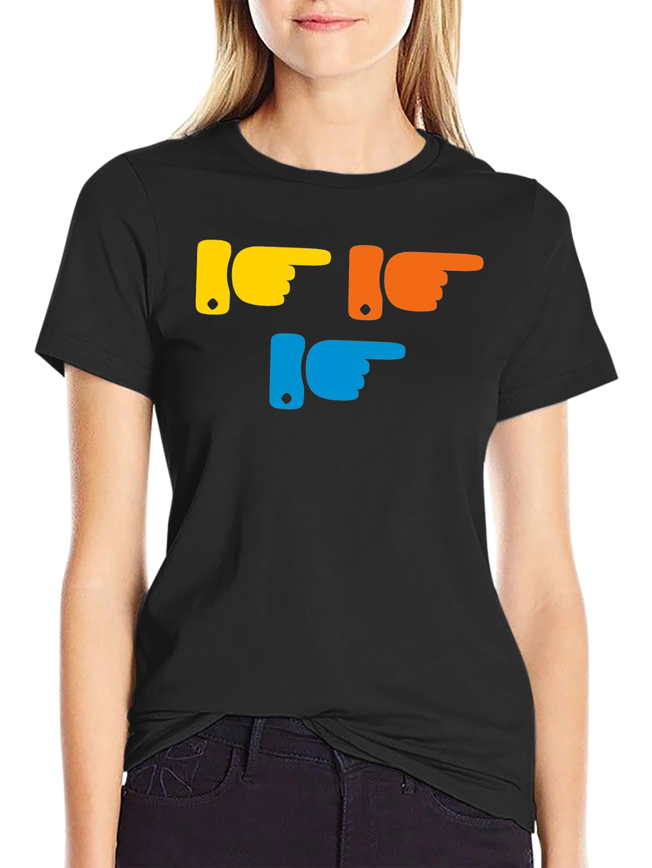 Pointing Fingers Graphic T-Shirt - Trendy Casual Wear