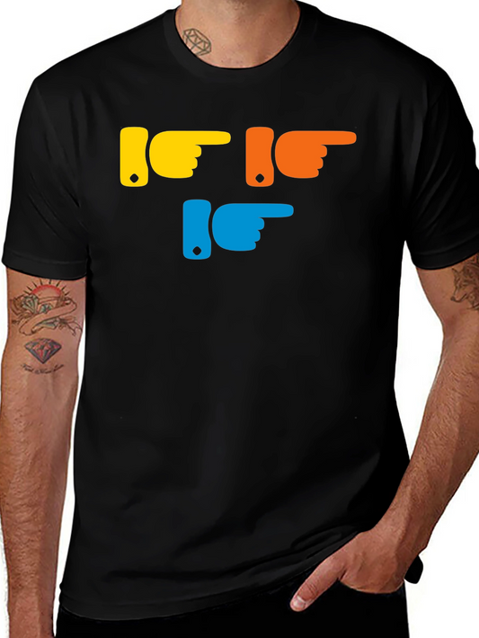 Pointing Fingers Graphic T-Shirt - Trendy Casual Wear