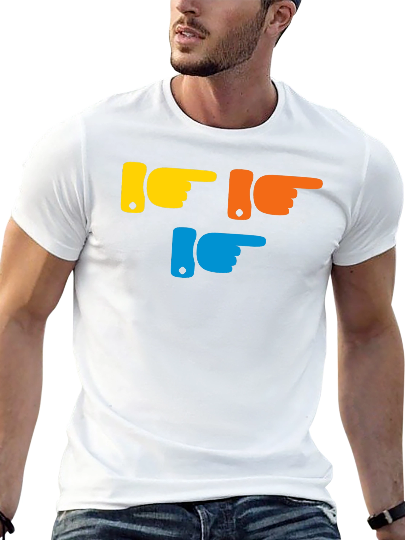 Pointing Fingers Graphic T-Shirt - Trendy Casual Wear