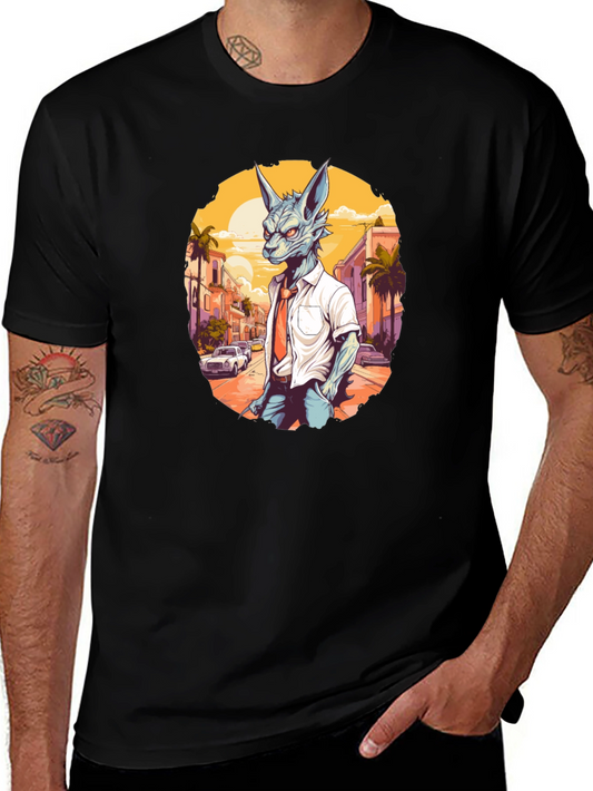 Anthropomorphic Wolf in Suit Graphic Tee