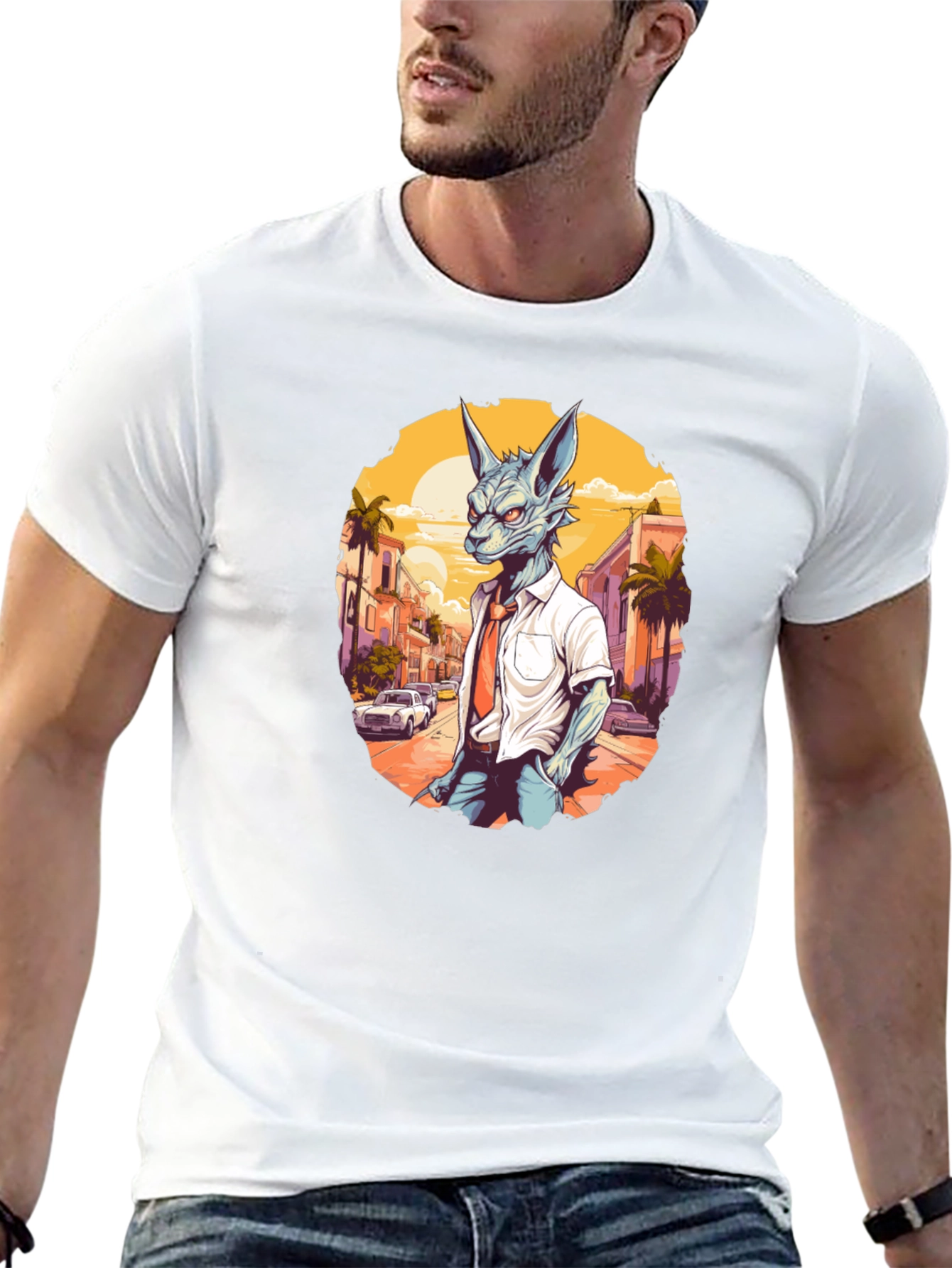 Anthropomorphic Wolf in Suit Graphic Tee