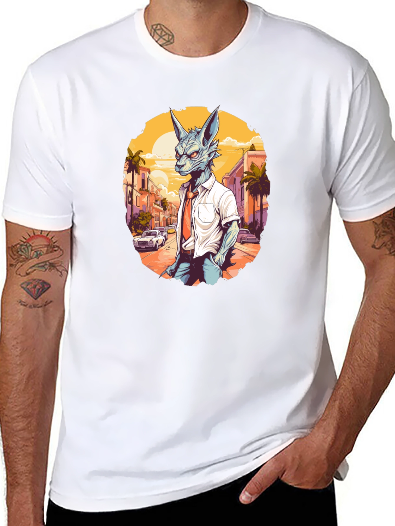 Anthropomorphic Wolf in Suit Graphic Tee