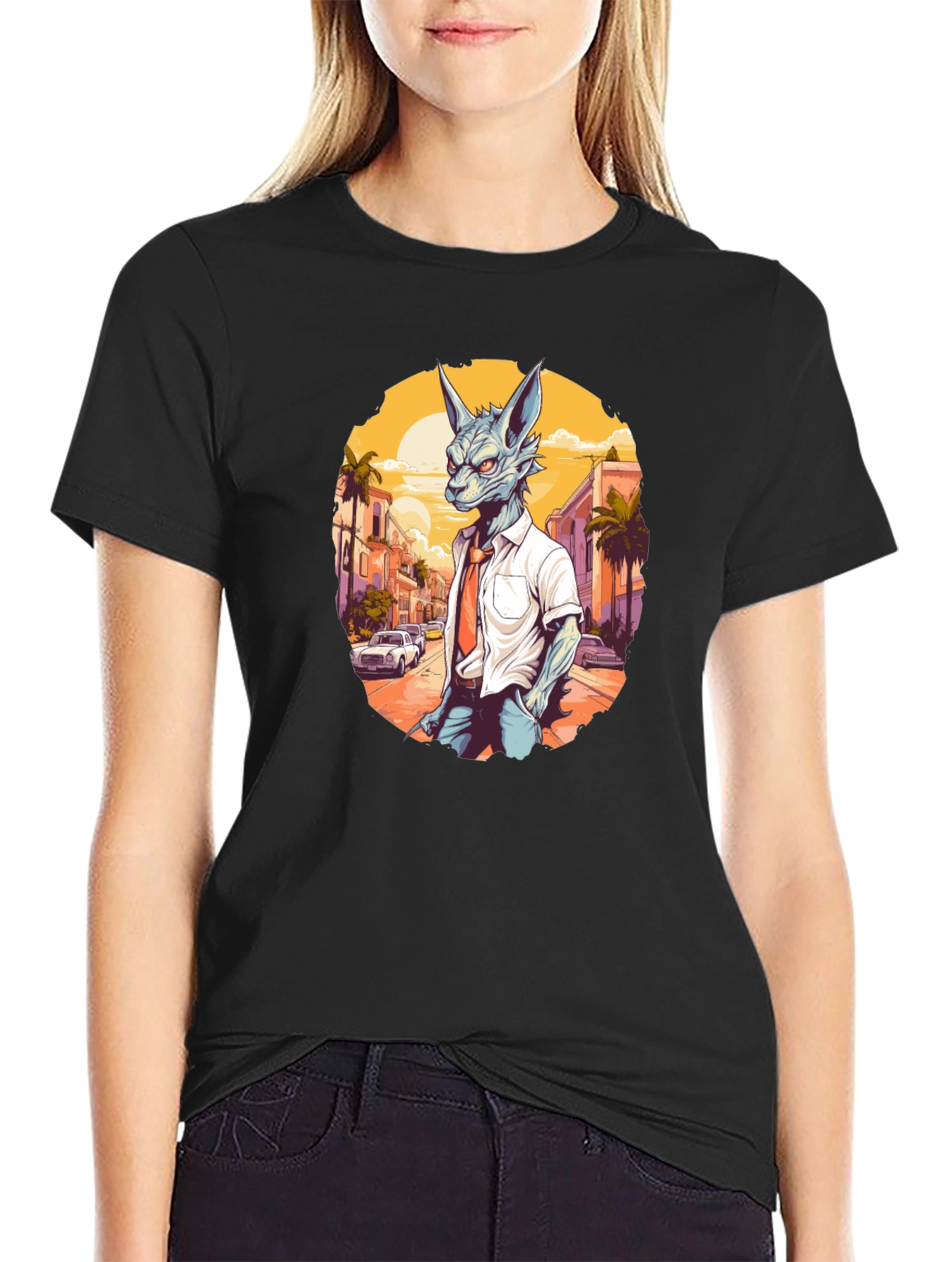 Anthropomorphic Wolf in Suit Graphic Tee
