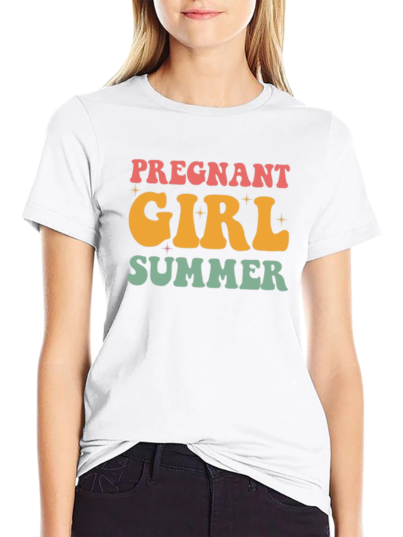 Pregnant Girl Summer Graphic Tee - Unisex Black T-Shirt