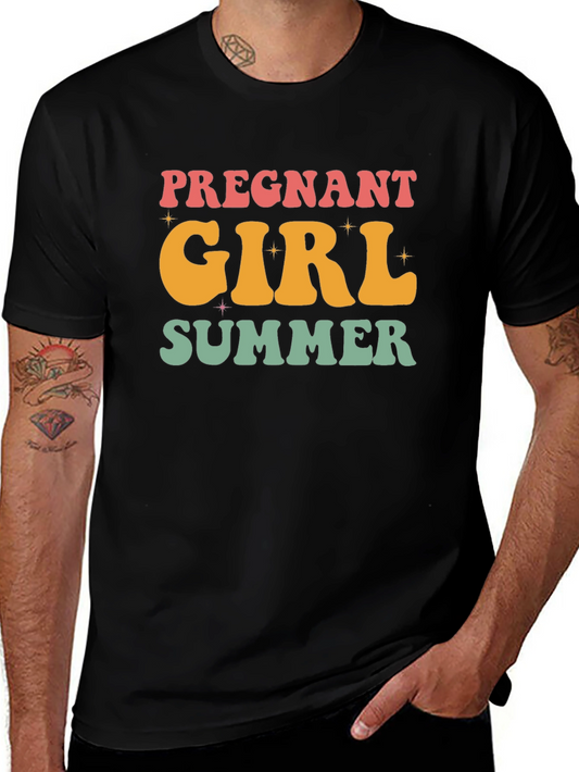 Pregnant Girl Summer Graphic Tee - Unisex Black T-Shirt