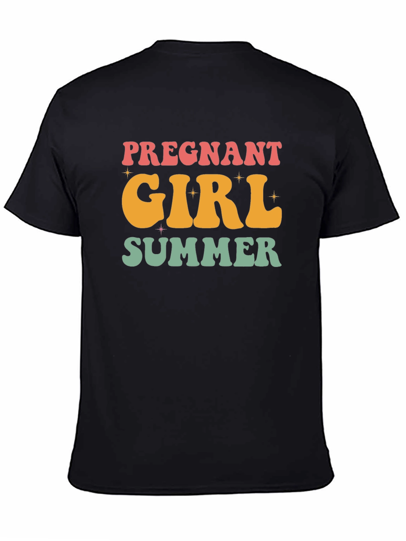 Pregnant Girl Summer Graphic Tee - Unisex Black T-Shirt