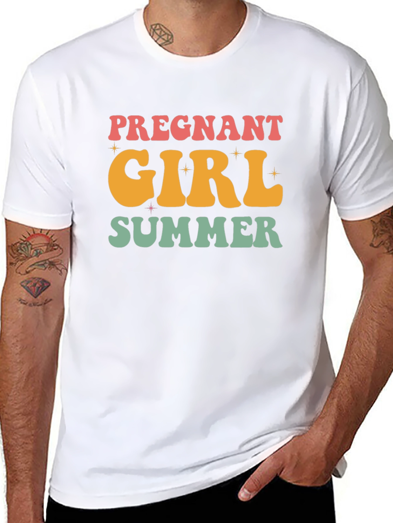 Pregnant Girl Summer Graphic Tee - Unisex Black T-Shirt