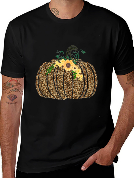 Leopard Pumpkin Graphic Tee - Fall Style