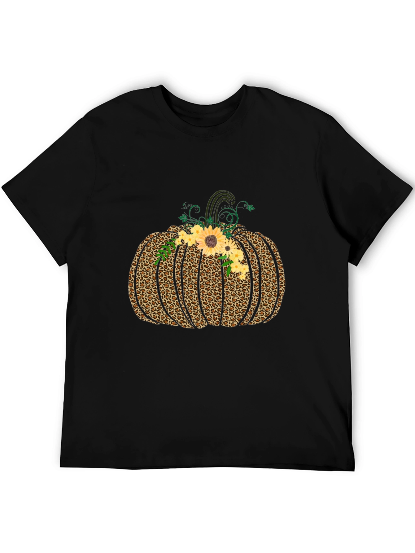 Leopard Pumpkin Graphic Tee - Fall Style