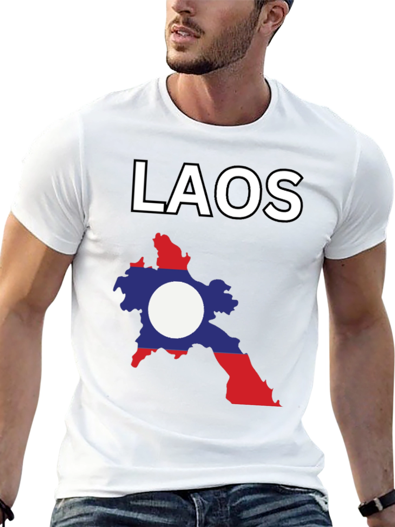Laos Flag Graphic T-Shirt