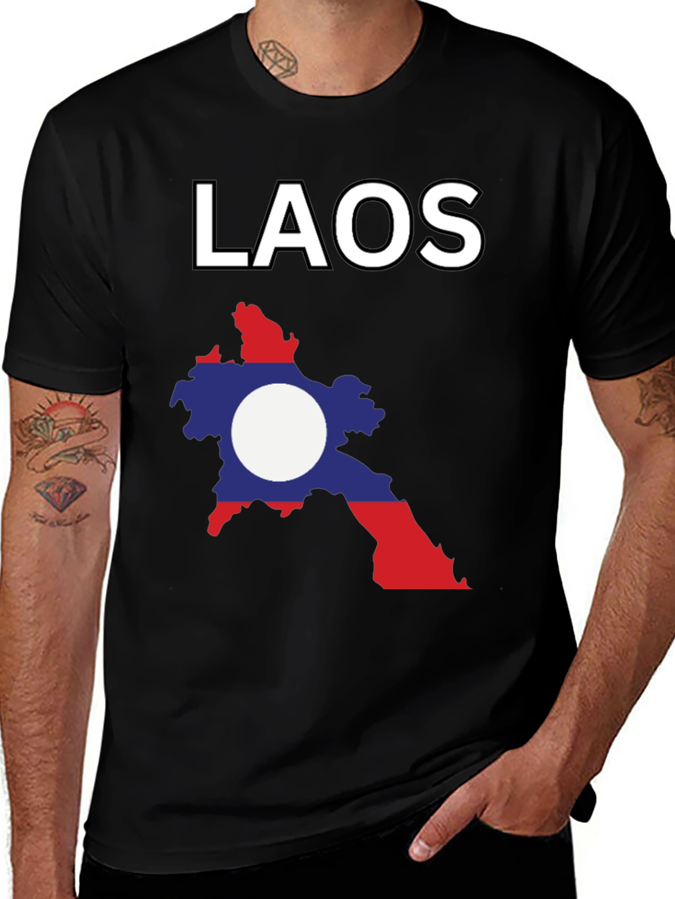 Laos Flag Graphic T-Shirt