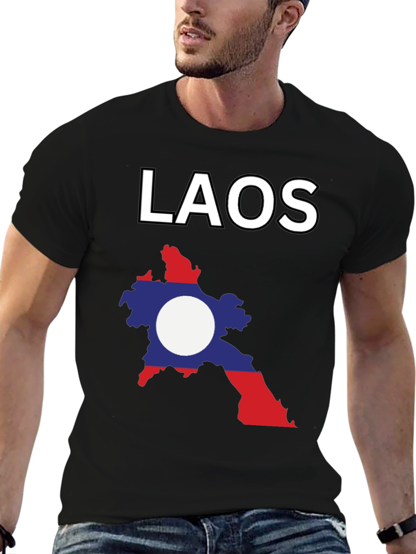 Laos Flag Graphic T-Shirt