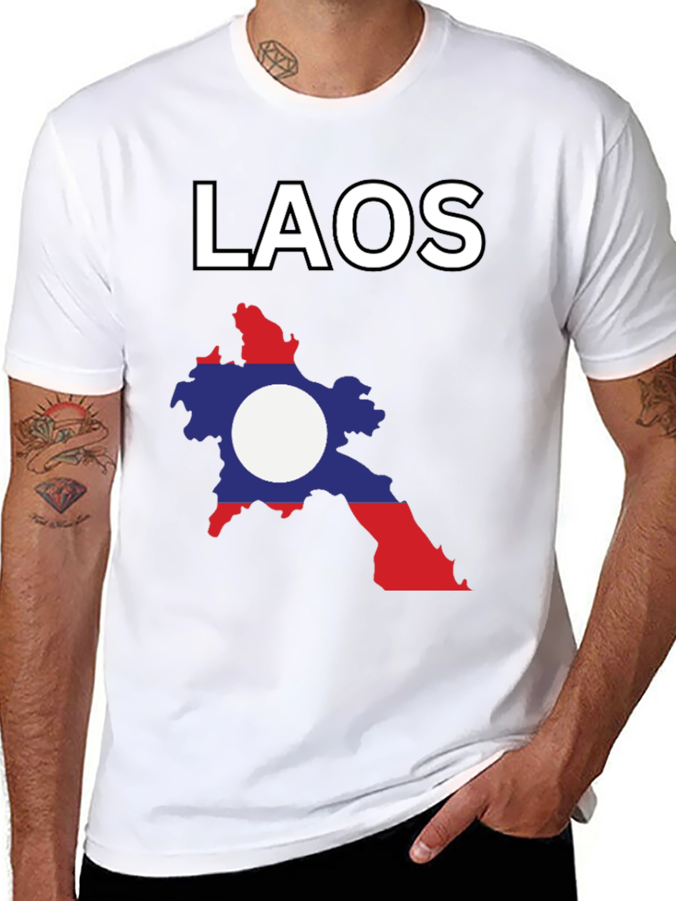 Laos Flag Graphic T-Shirt