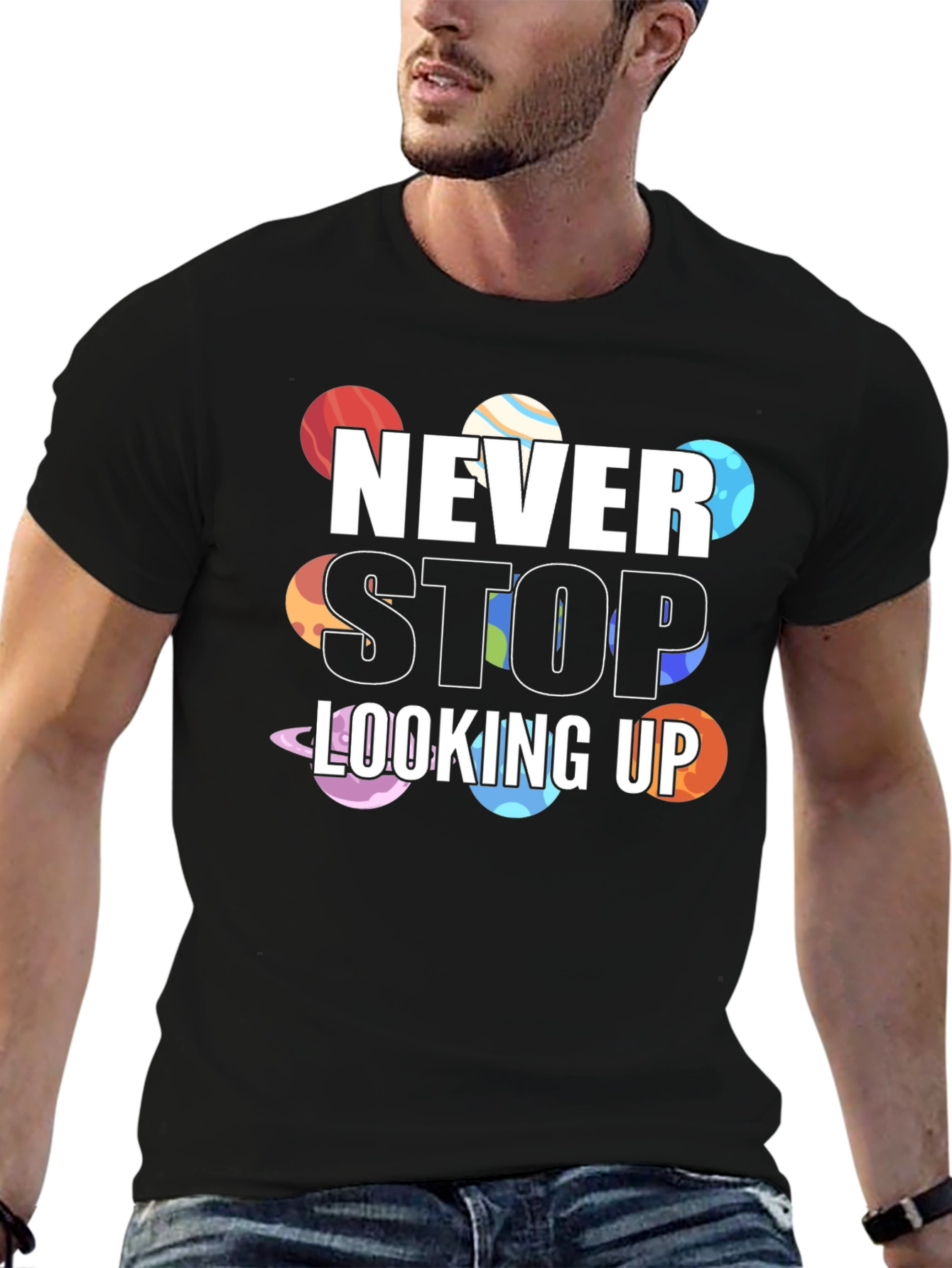 Never Stop Looking Up Planet T-Shirt