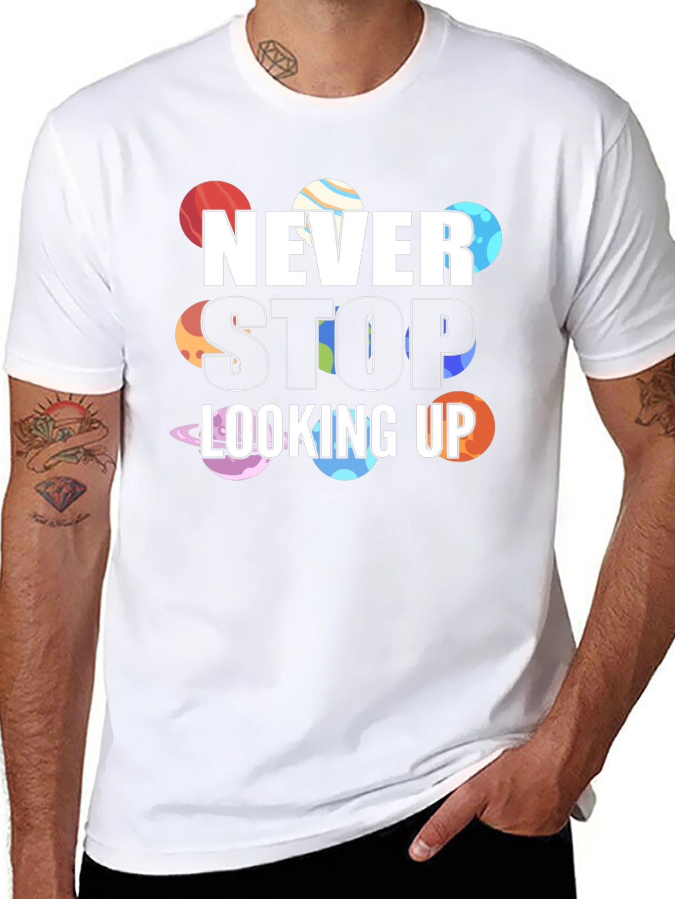 Never Stop Looking Up Planet T-Shirt