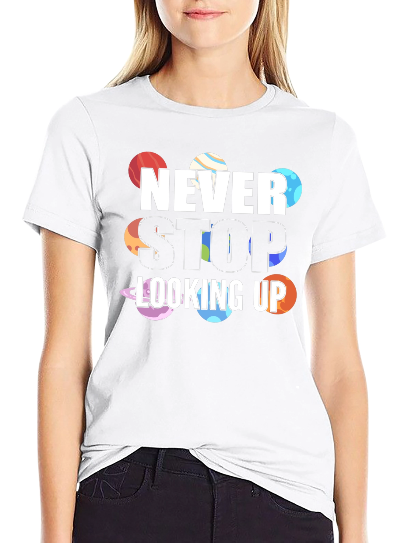 Never Stop Looking Up Planet T-Shirt