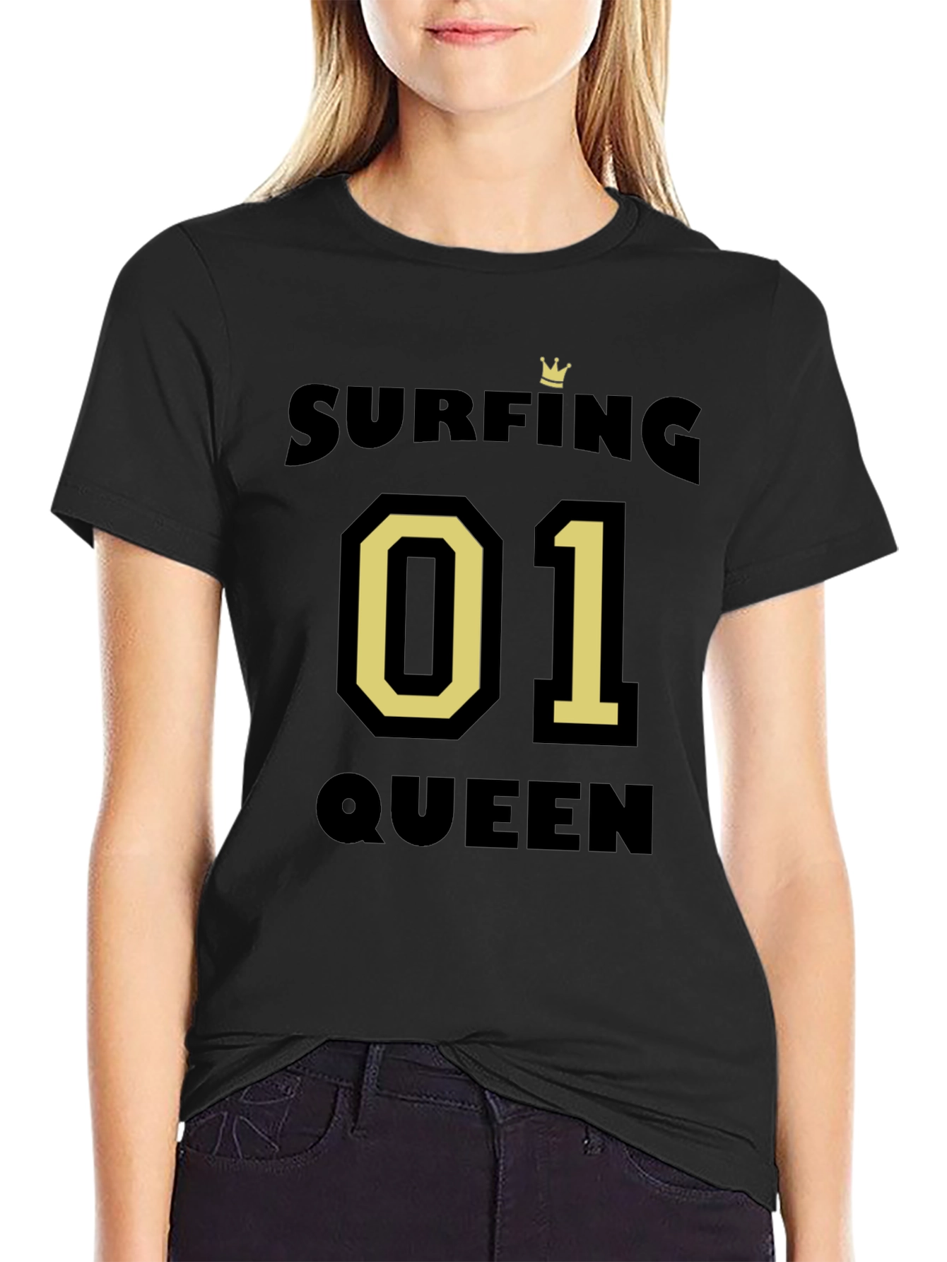 Surfing Queen 01 T-Shirt - Black