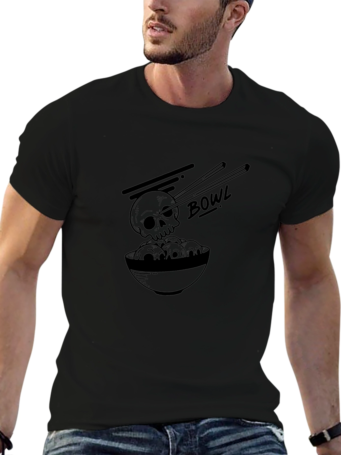 Skull Ramen Bowl Black T-Shirt