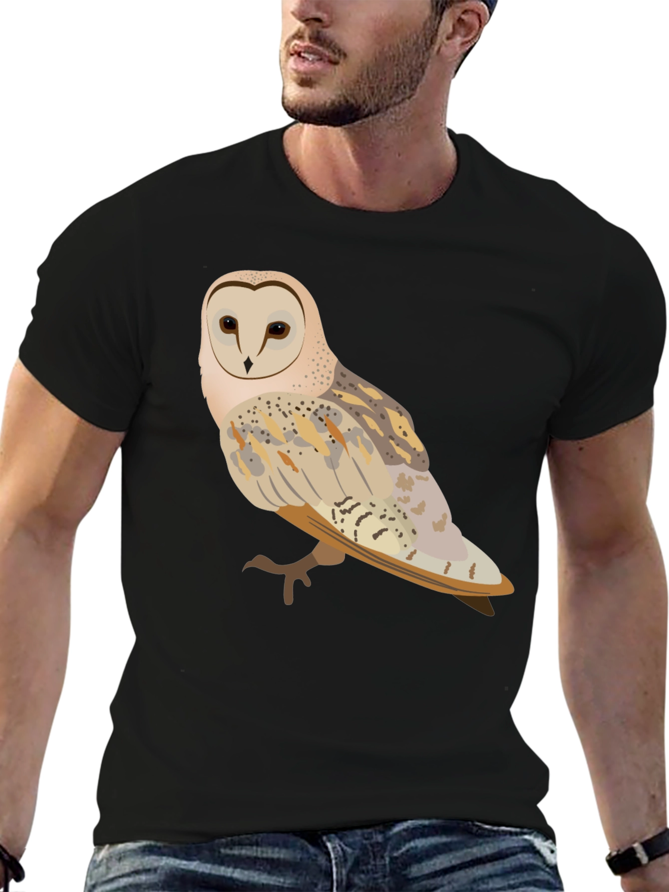 Barn Owl Graphic Tee - Mens Black T-Shirt