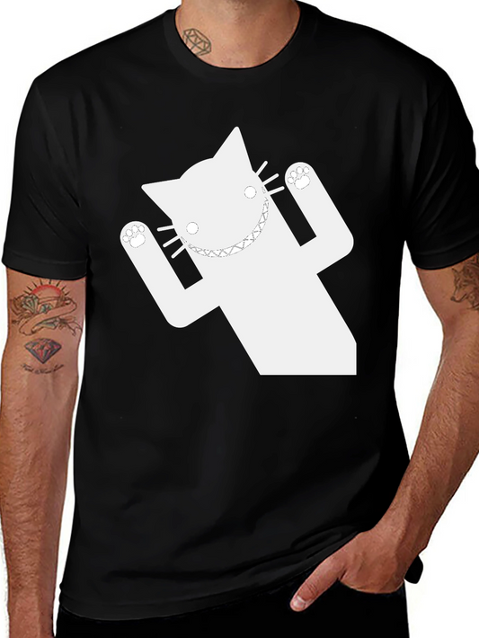 Funny Cat Graphic T-Shirt - Black Short Sleeve