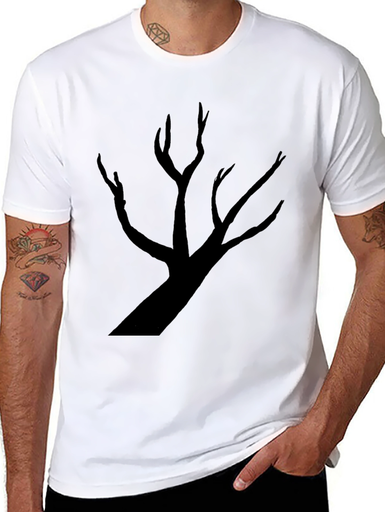 Black Tree Graphic Tee - Mens Casual T-Shirt