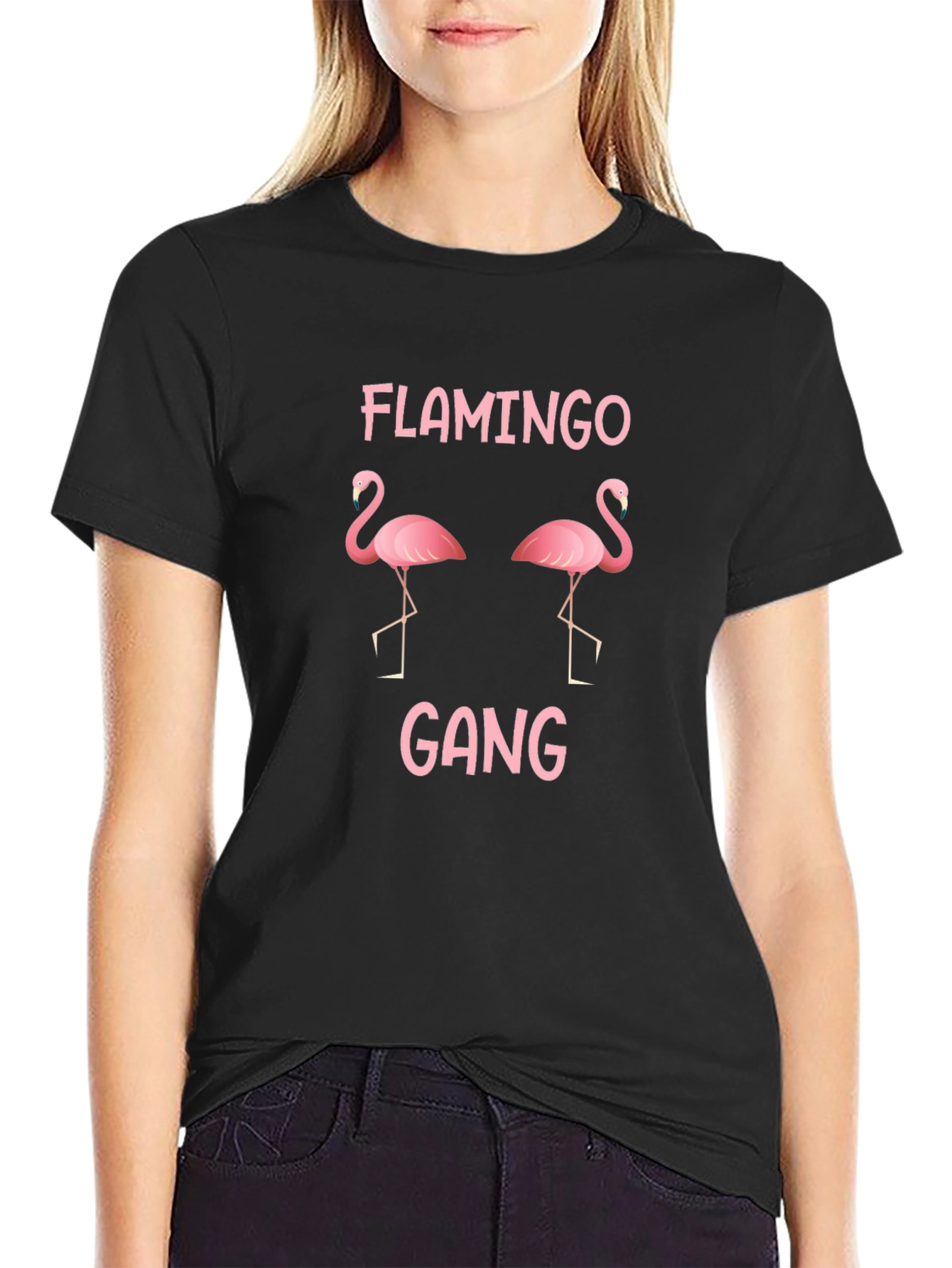 Flamingo Gang Black Graphic Tee Shirt
