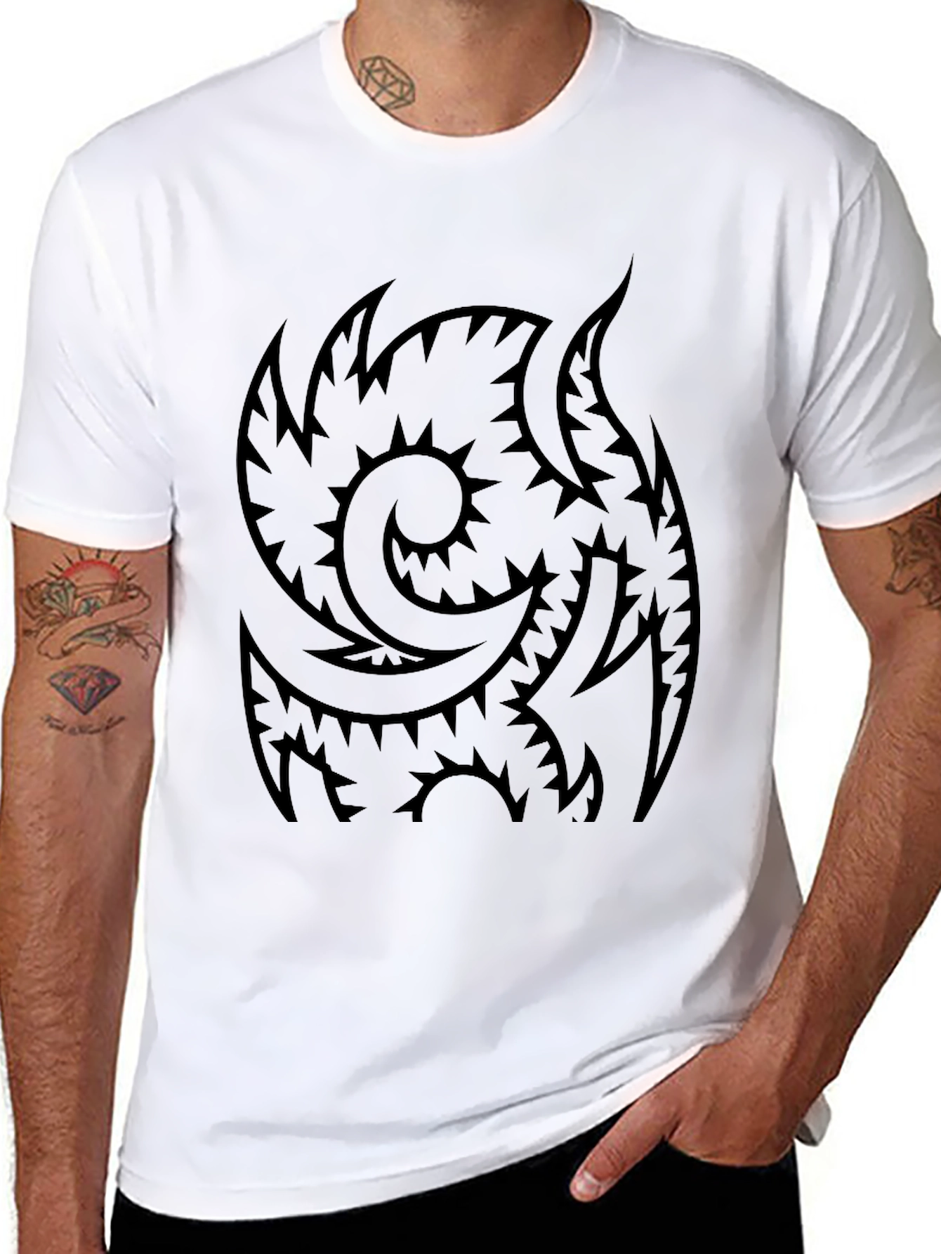 Tribal Tattoo Graphic Black T-Shirt