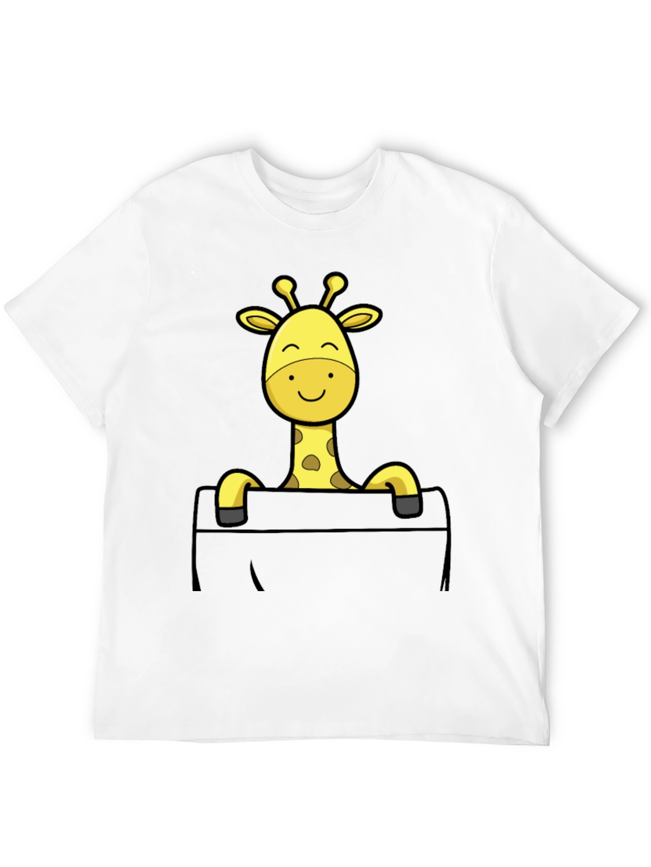 Giraffe Pocket T-Shirt - Mens Black Cotton Tee