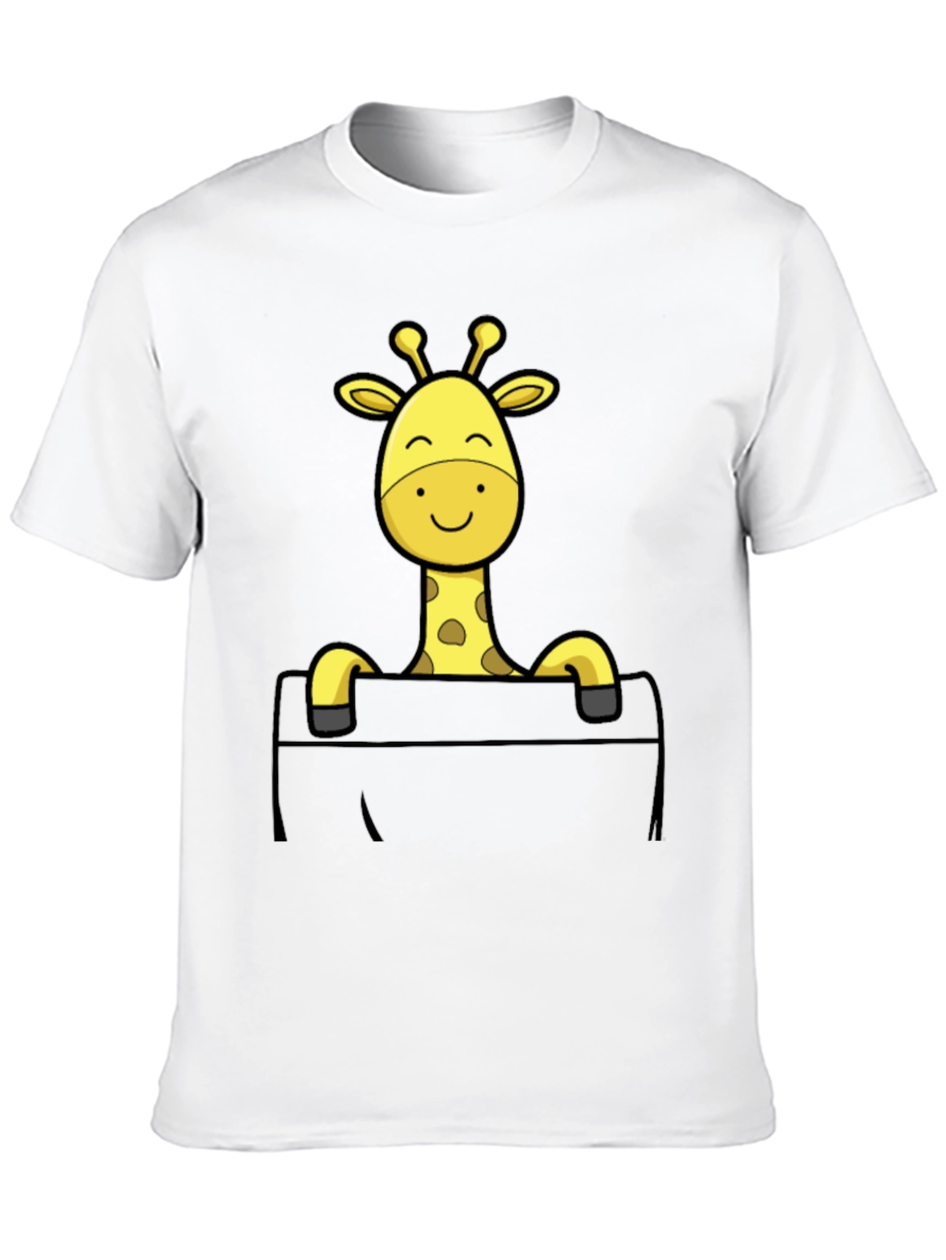Giraffe Pocket T-Shirt - Mens Black Cotton Tee
