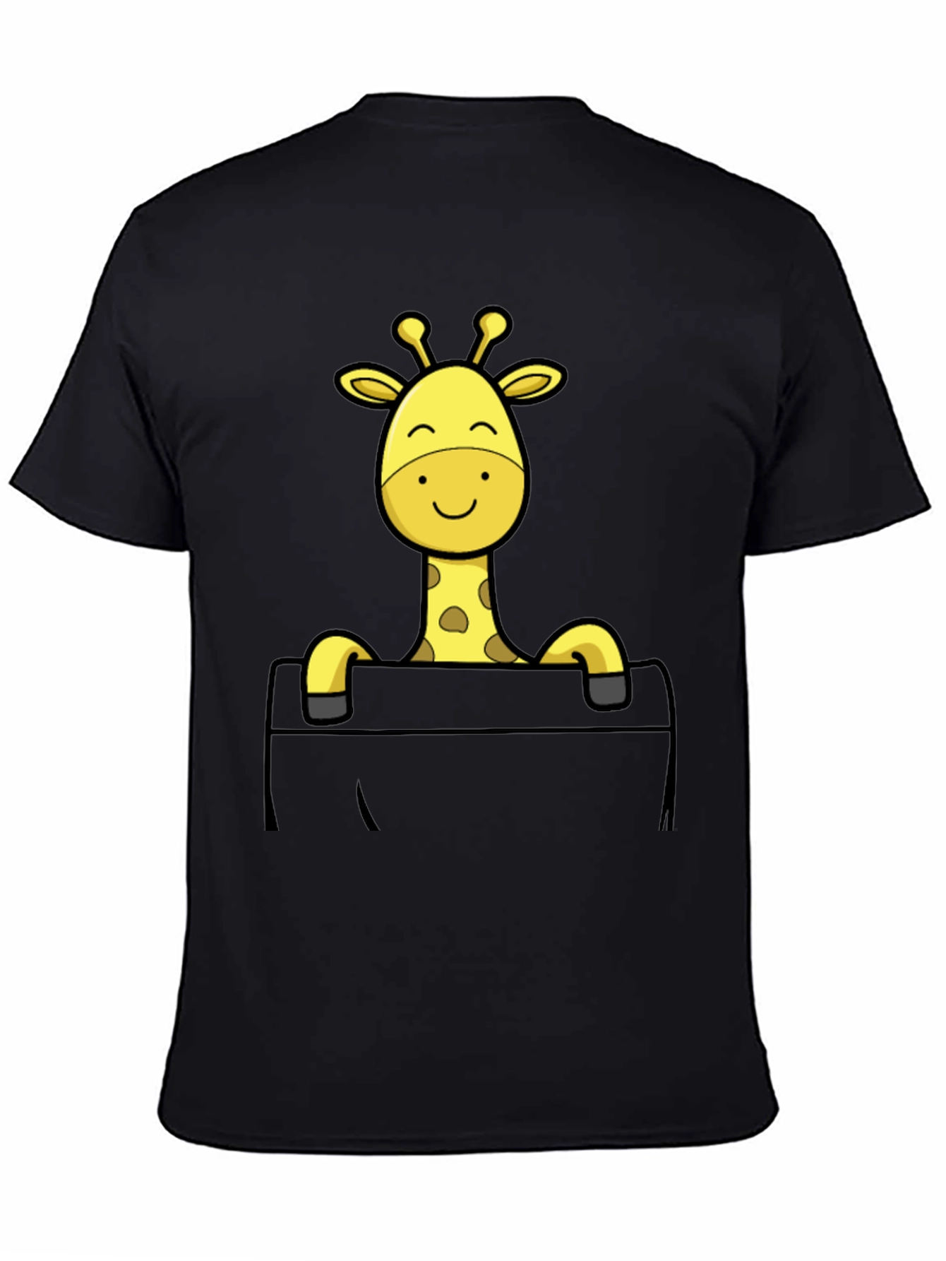 Giraffe Pocket T-Shirt - Mens Black Cotton Tee