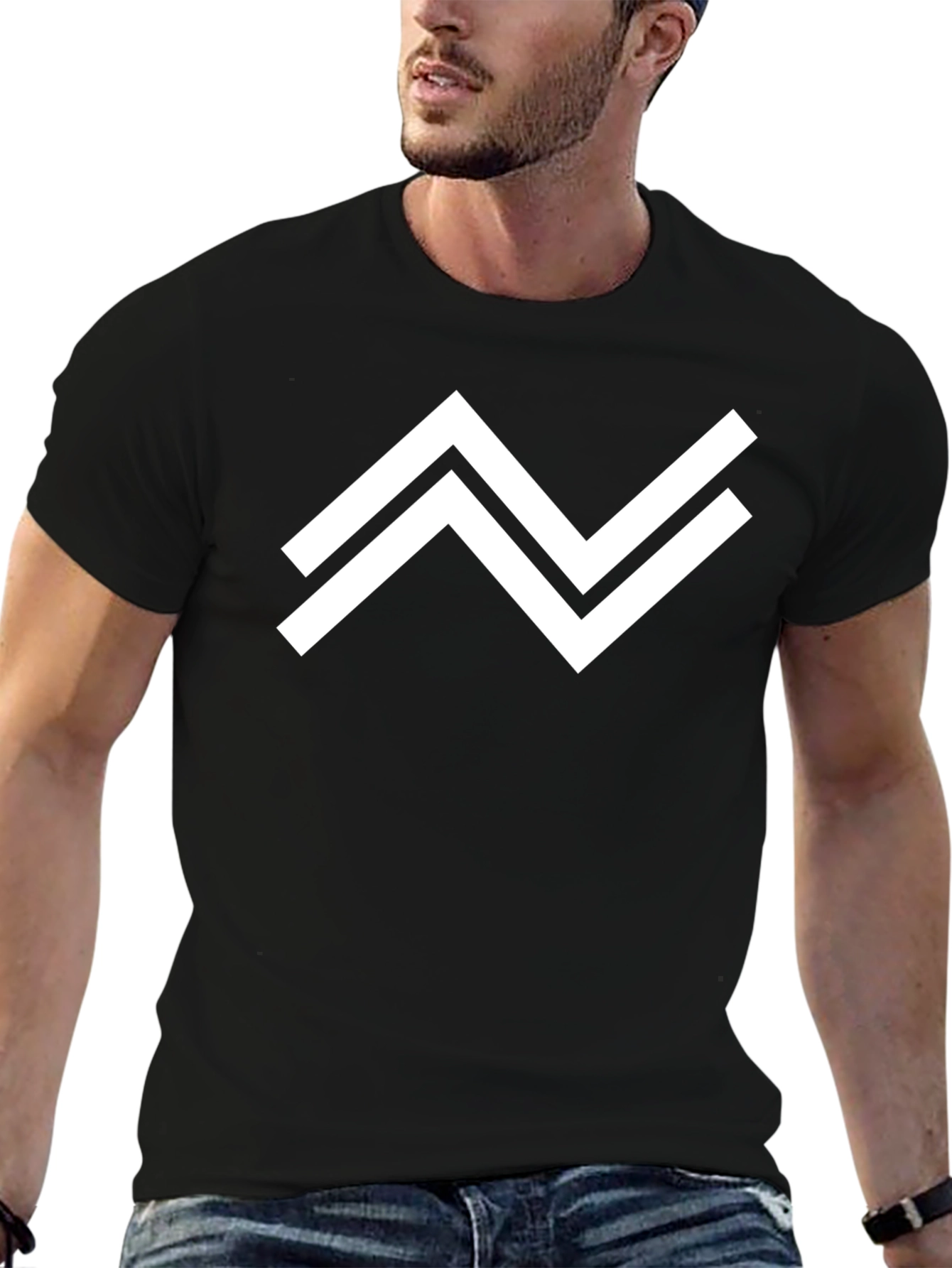 Modern Geometric Graphic Tee - Black Casual Shirt