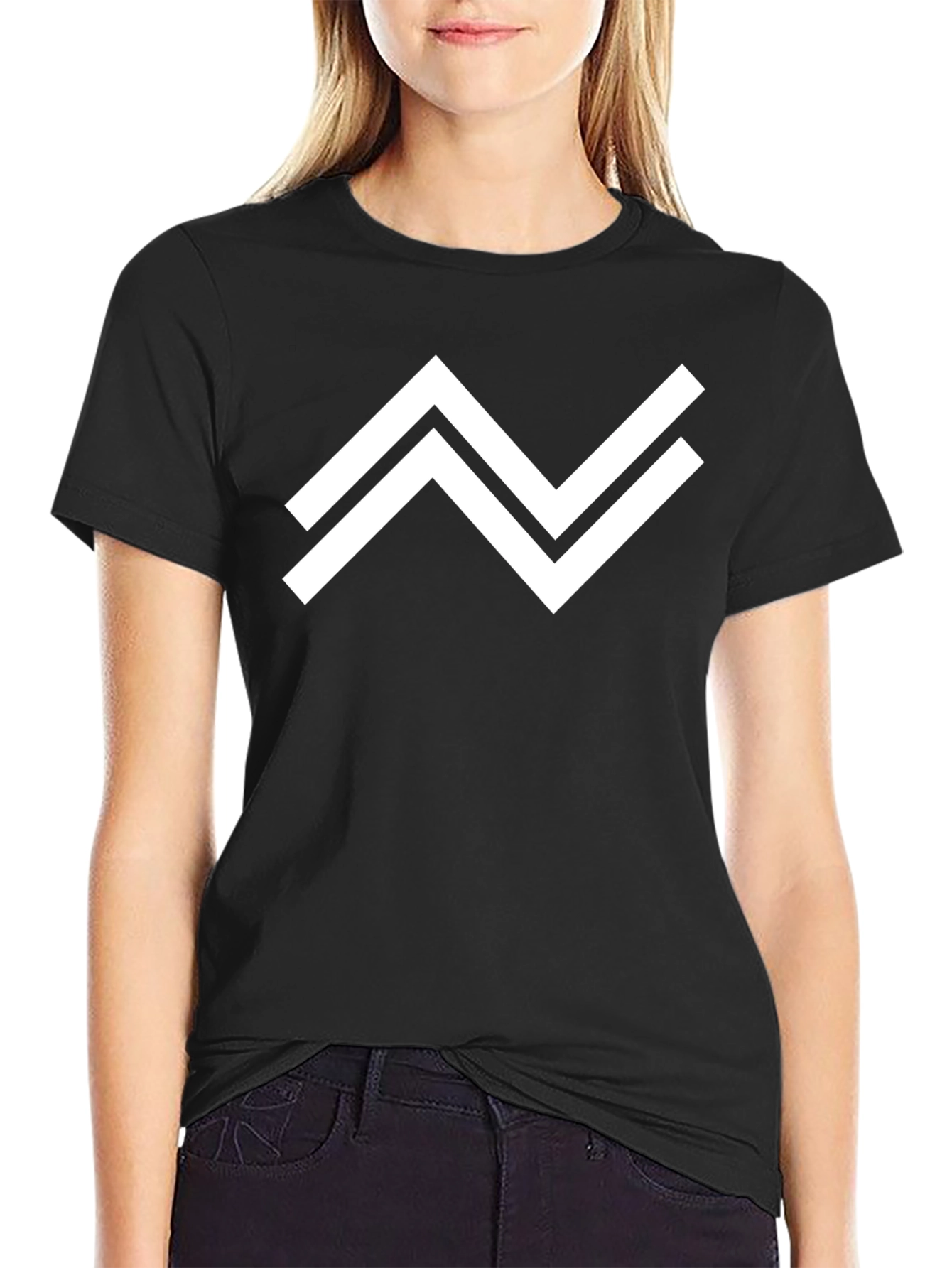 Modern Geometric Graphic Tee - Black Casual Shirt