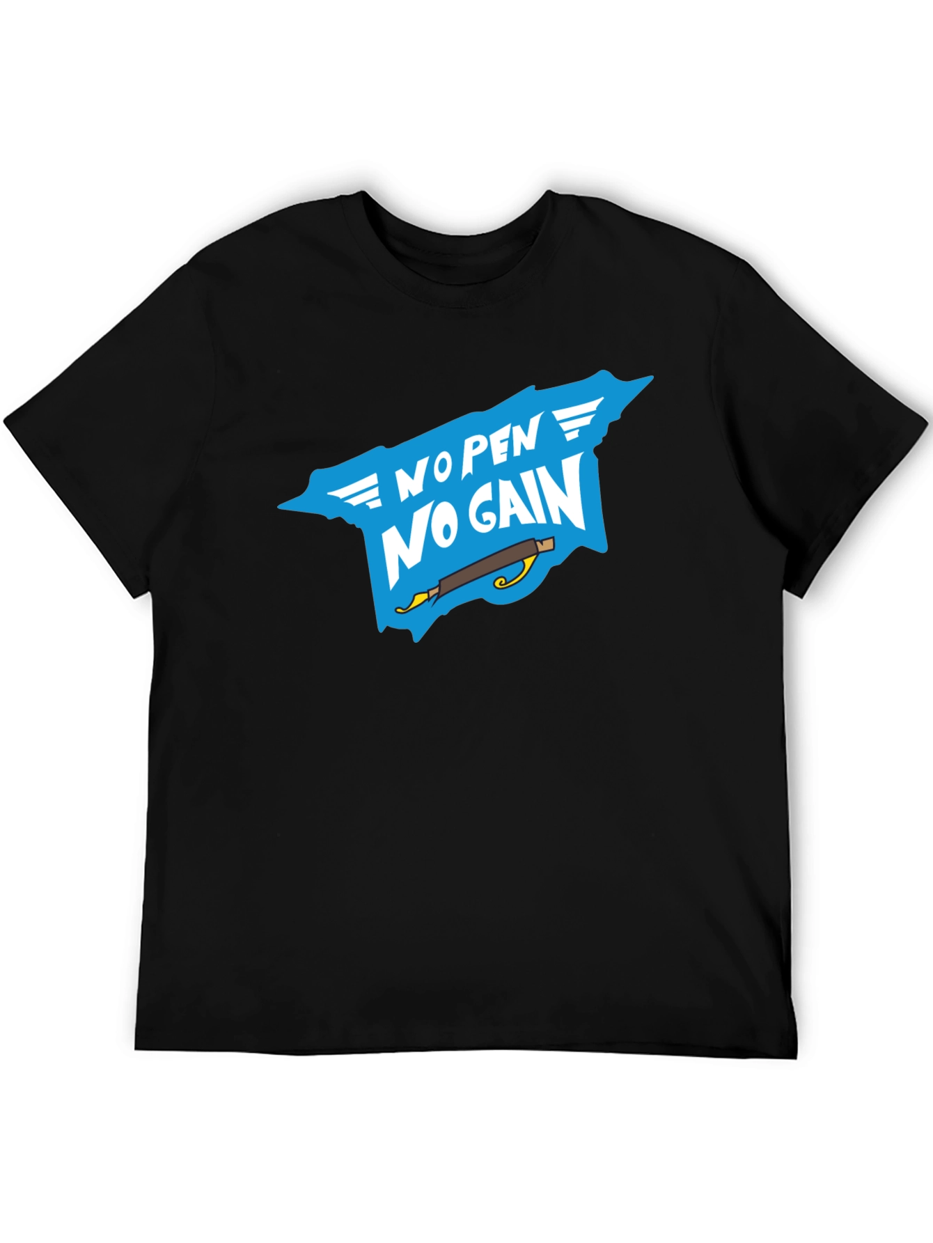 No Pen No Gain T-Shirt - Black Cotton Tee