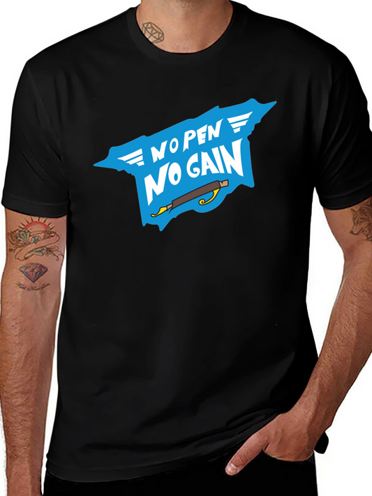 No Pen No Gain T-Shirt - Black Cotton Tee