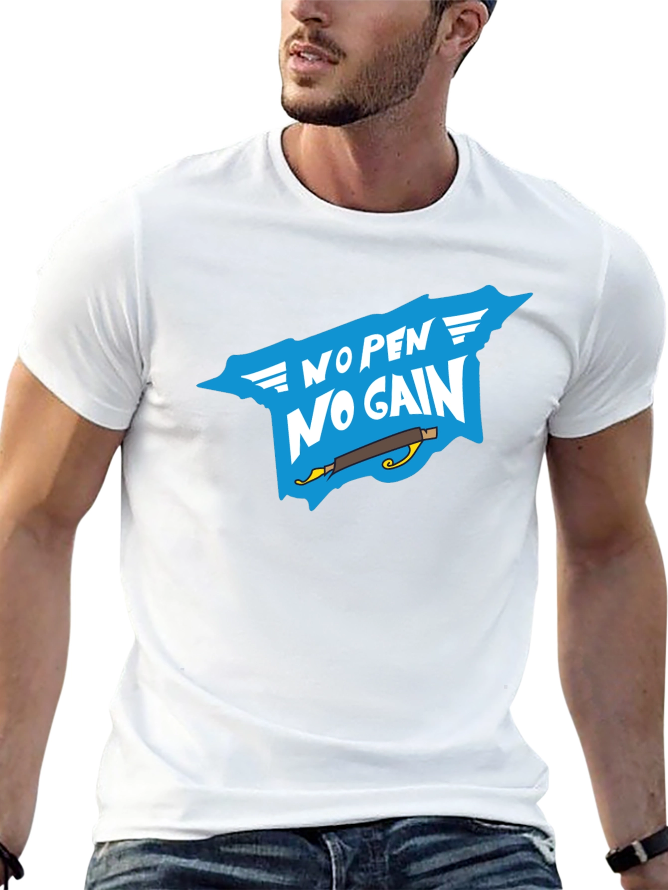 No Pen No Gain T-Shirt - Black Cotton Tee