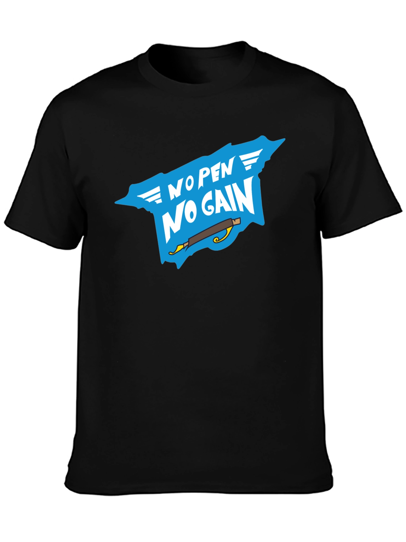 No Pen No Gain T-Shirt - Black Cotton Tee