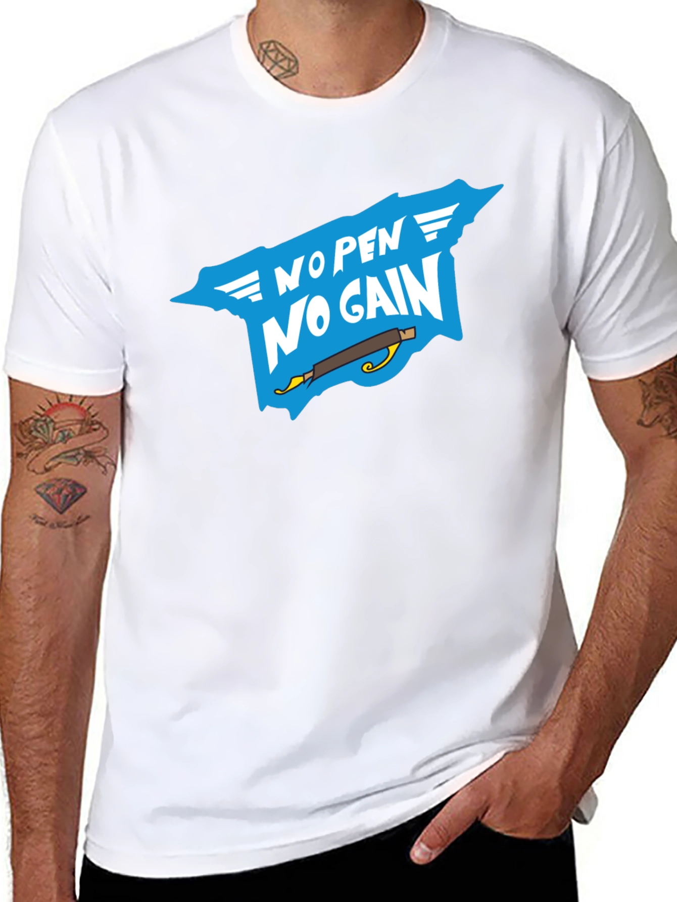 No Pen No Gain T-Shirt - Black Cotton Tee