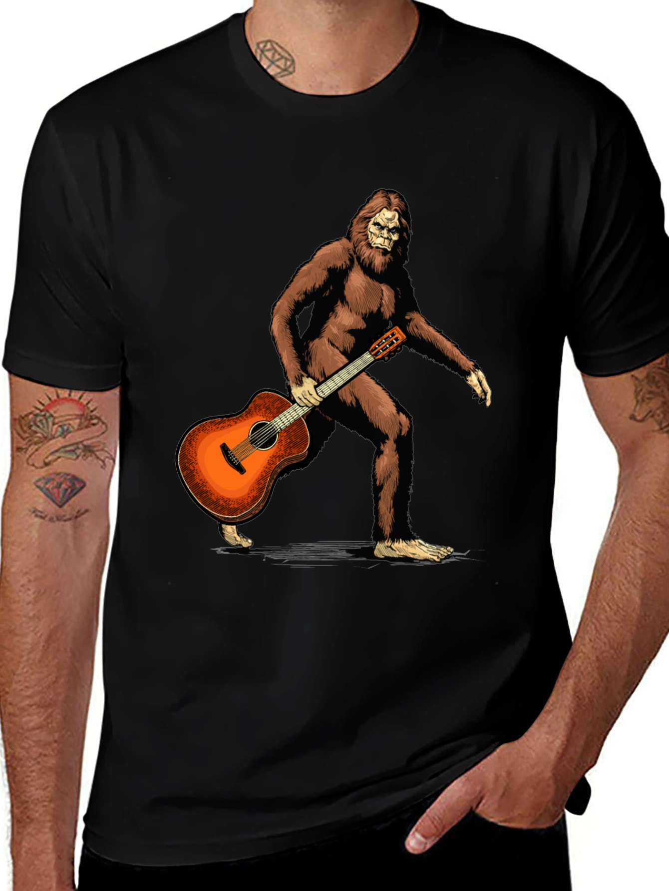 Sasquatch Guitarist Graphic Tee - Black