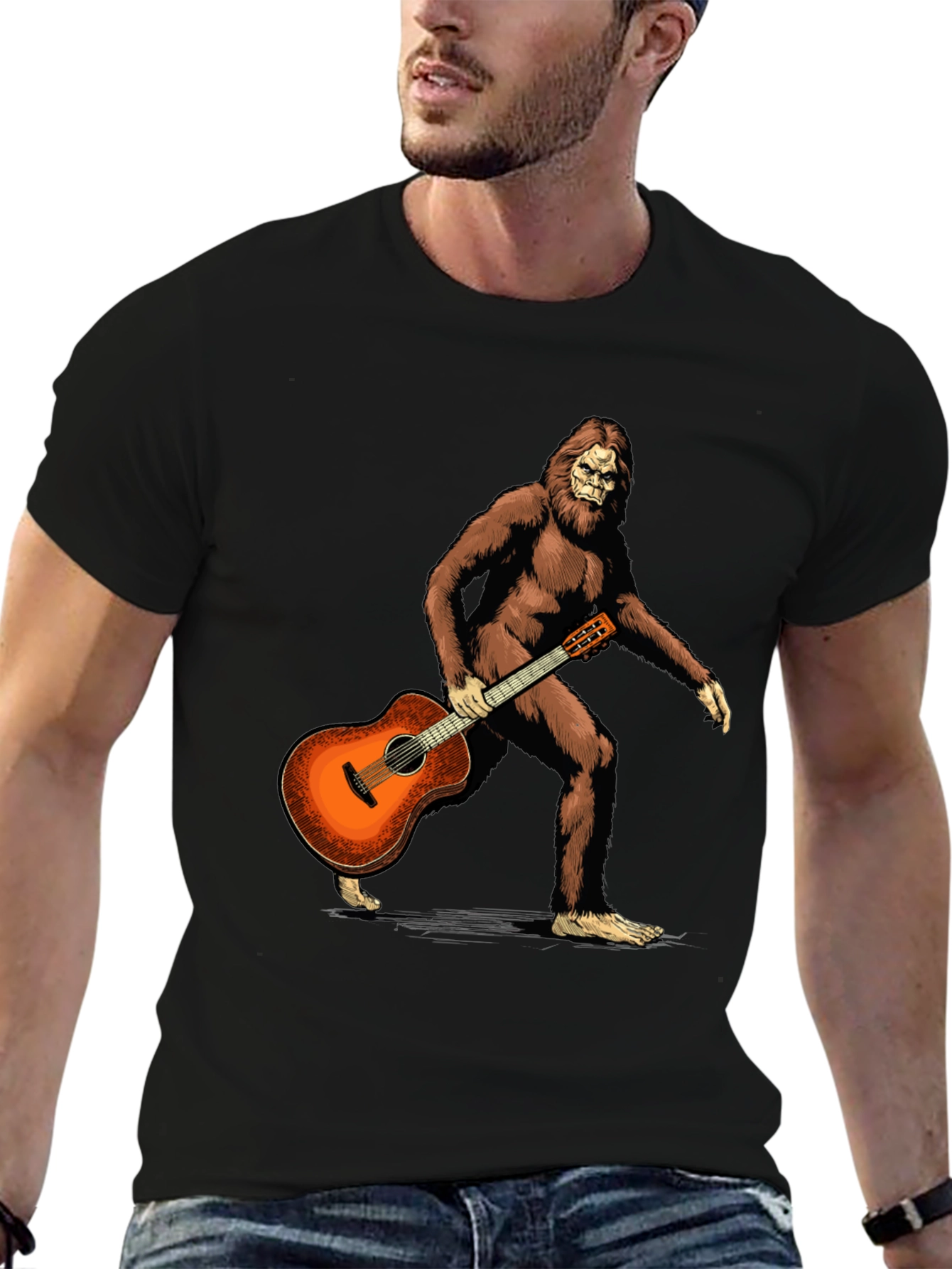 Sasquatch Guitarist Graphic Tee - Black