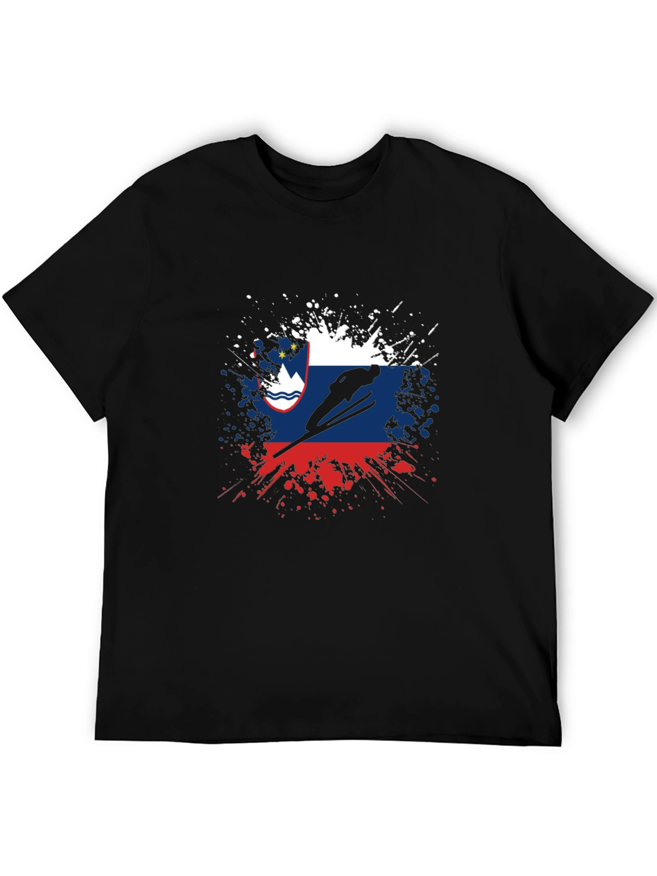 Slovenia Flag Ski Jumping Mens Black T-Shirt